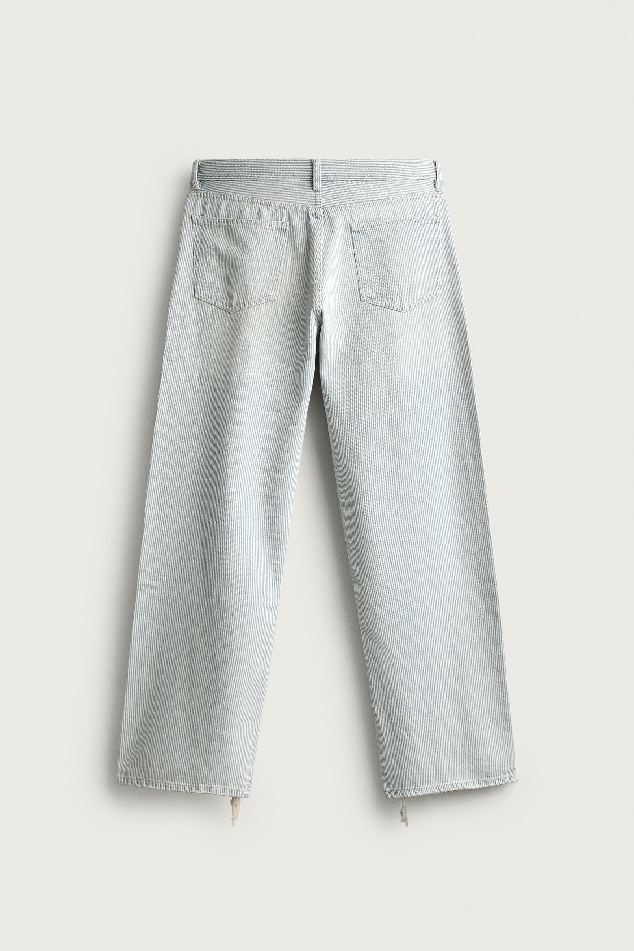 WASHED STRIPED FLARE TROUSERS